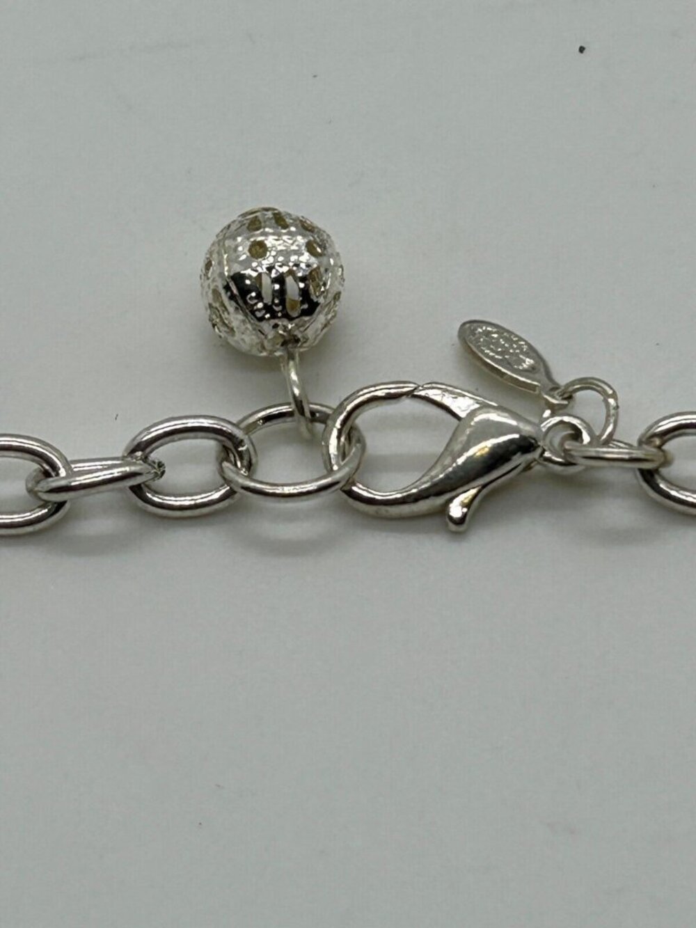 Vintage Style Silver Tone Chunky Beaded Necklace With Lobster Clasp & Decorative - Picture 3 of 7